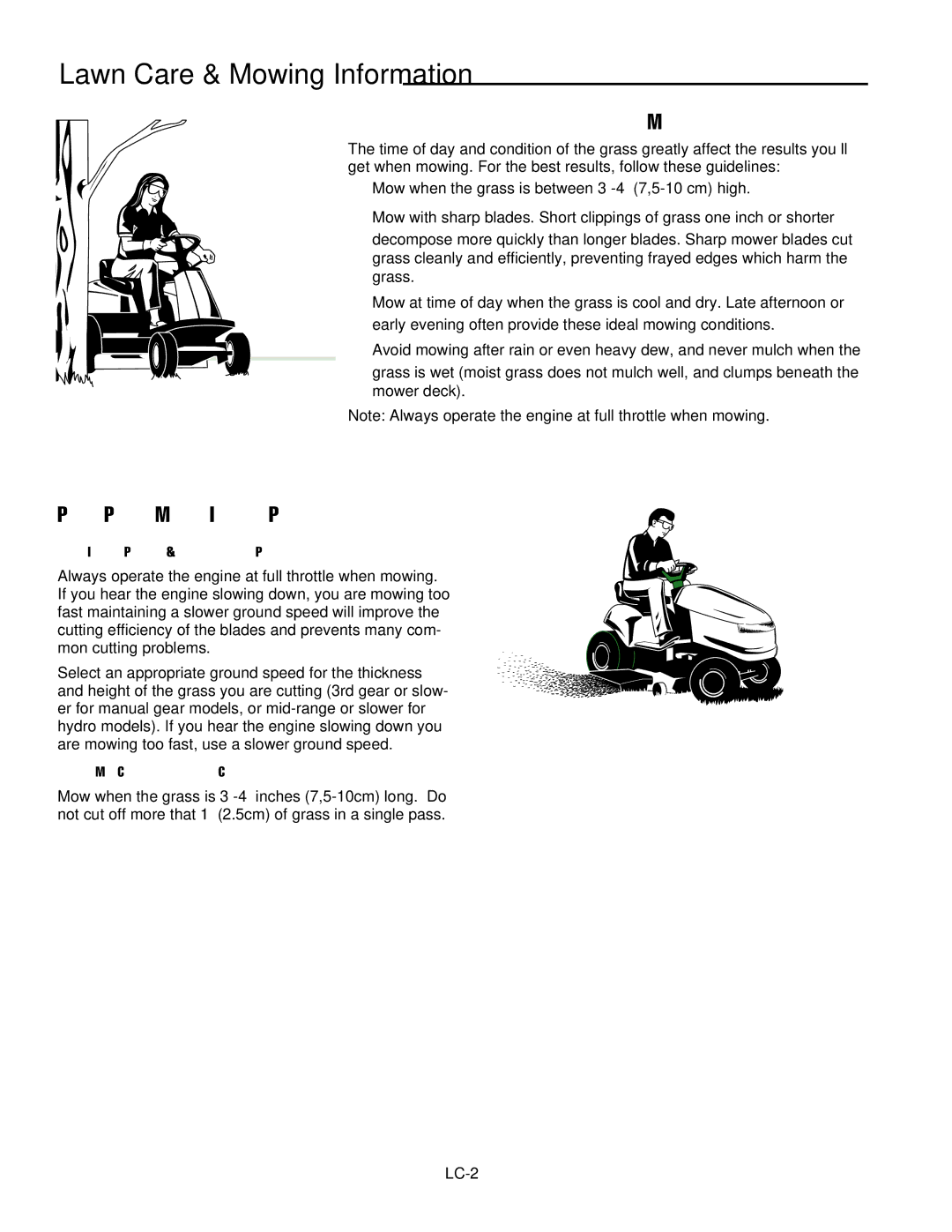 Simplicity 2690716, 2690770 instruction sheet When and HOW Often to MOW, Proper Mowing Speed 