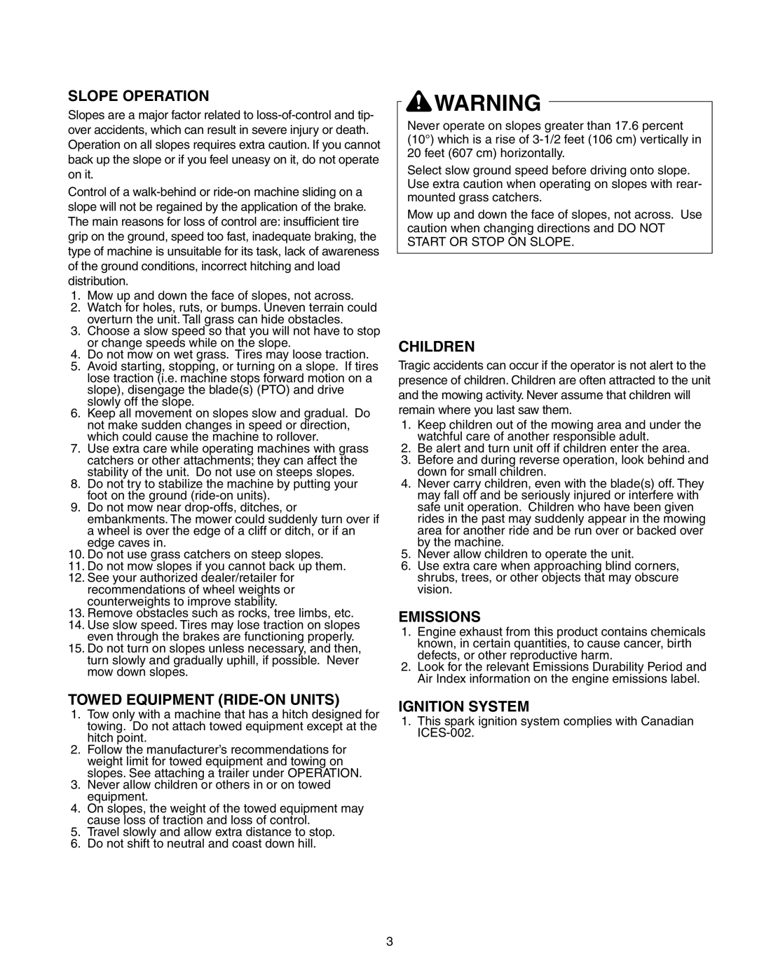 Simplicity 2690716, 2690770 instruction sheet Ignition System 