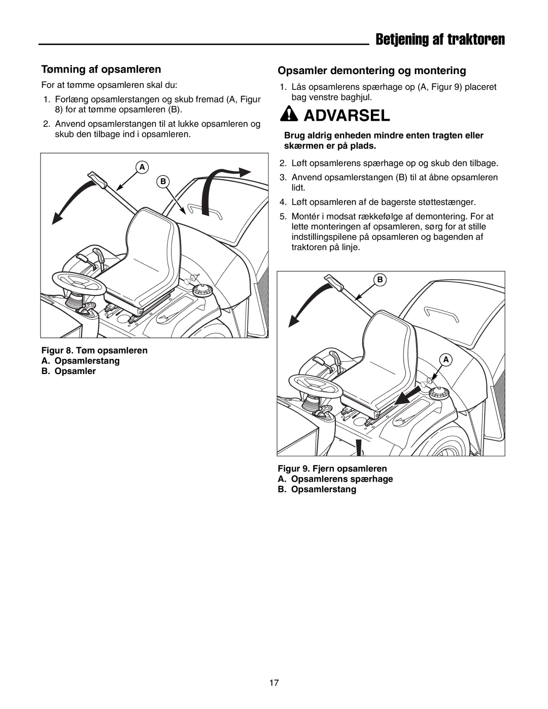 Simplicity 2690784, 2690782 manual Tømning af opsamleren 