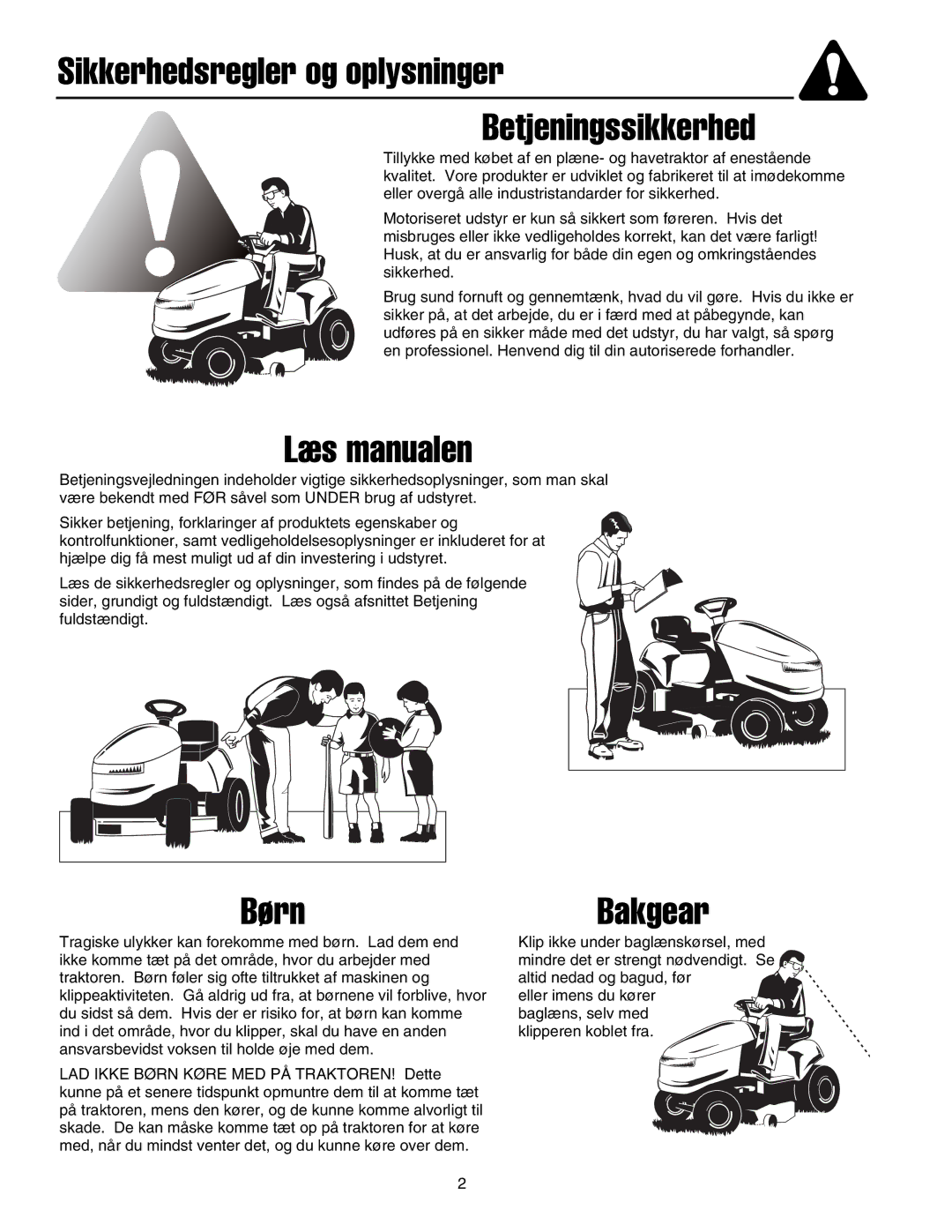 Simplicity 2690782, 2690784 manual Sikkerhedsregler og oplysninger Betjeningssikkerhed 