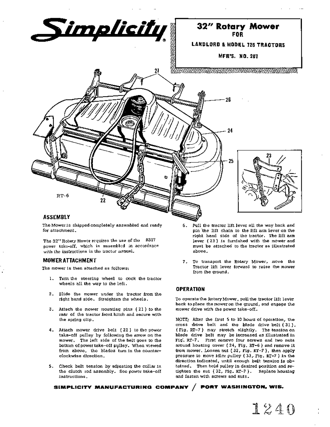 Simplicity 287 manual 