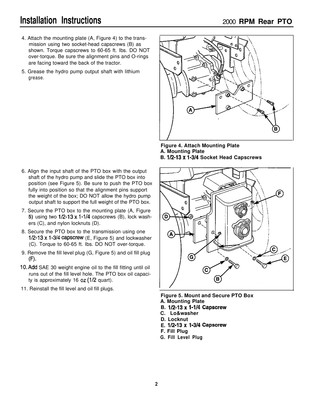 Simplicity 2900 Series, 2000 Series installation instructions Installation Instructions, RPM Rear PTO 