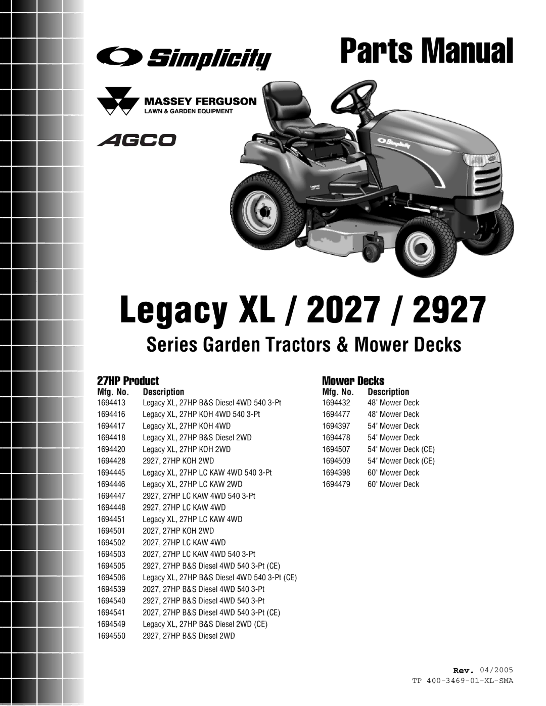 Simplicity 2927 manual Legacy XL / 2027 