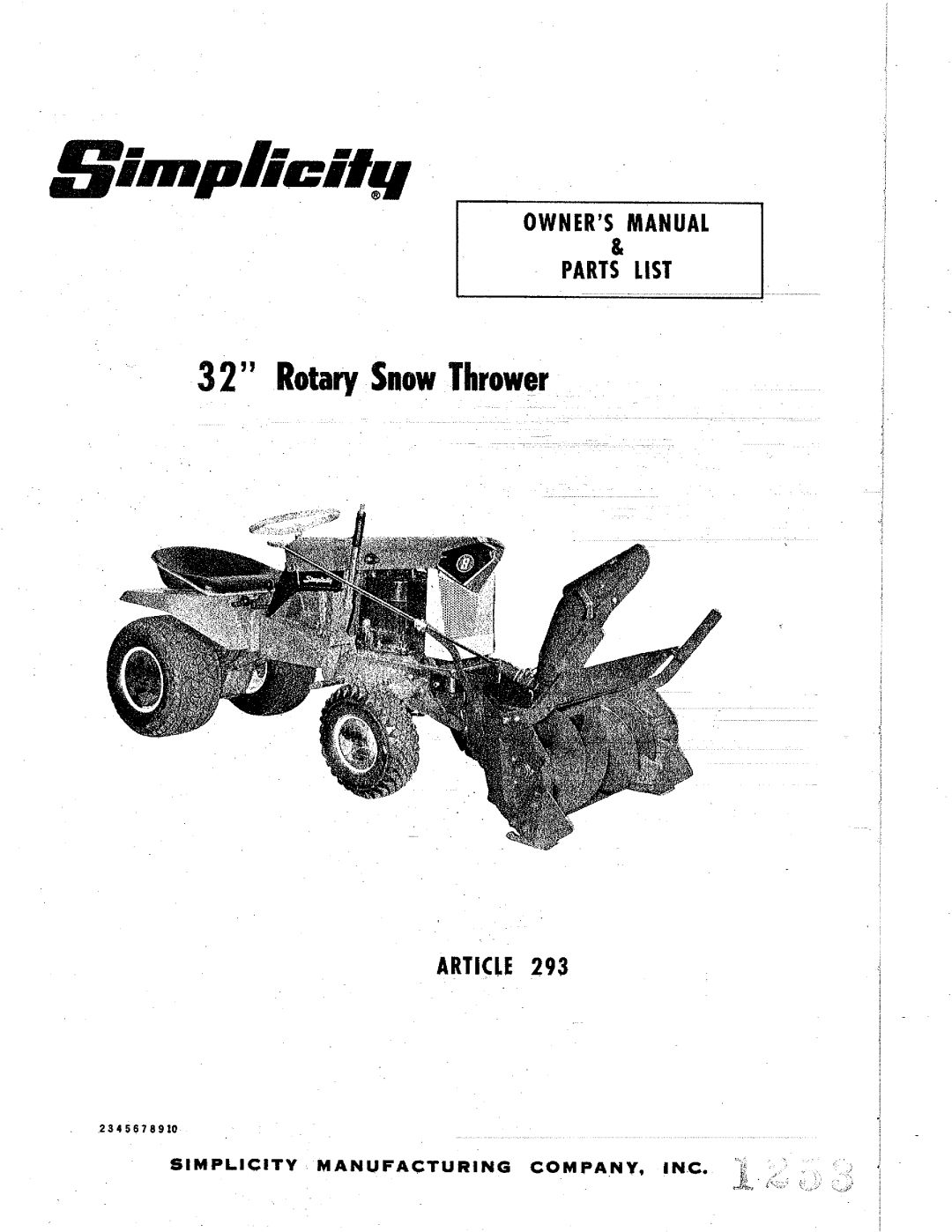 Simplicity 293 manual 