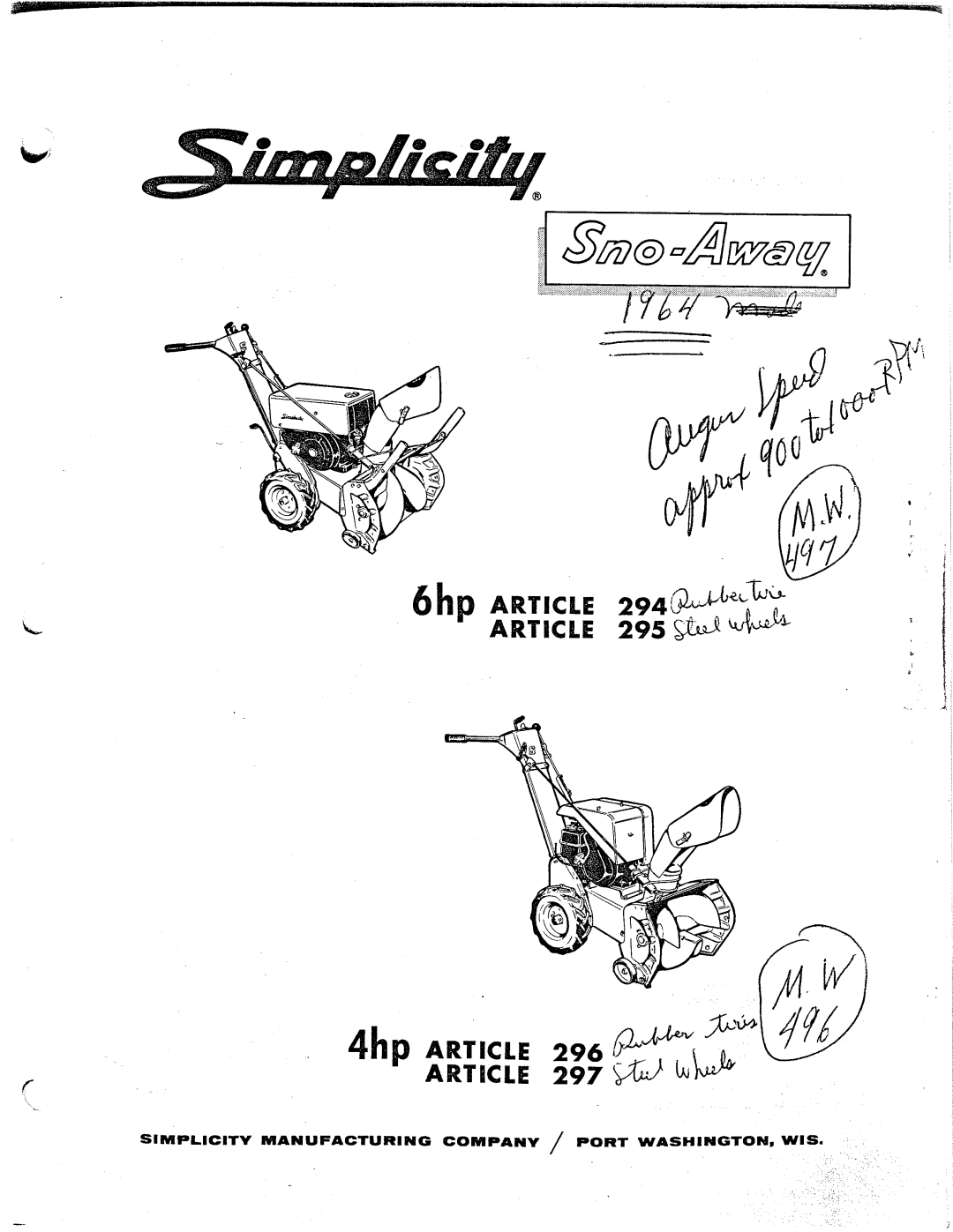 Simplicity 296, 297, 294, 295 manual 