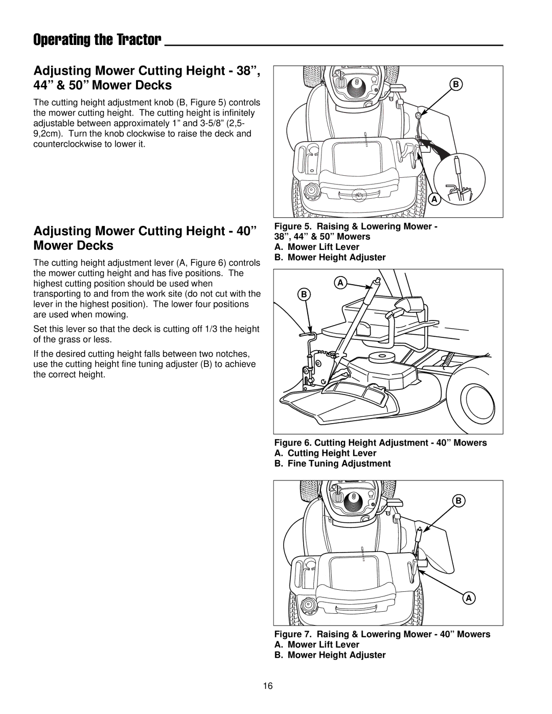 Simplicity 300 Series manual Adjusting Mower Cutting Height 38, 44 & 50 Mower Decks 