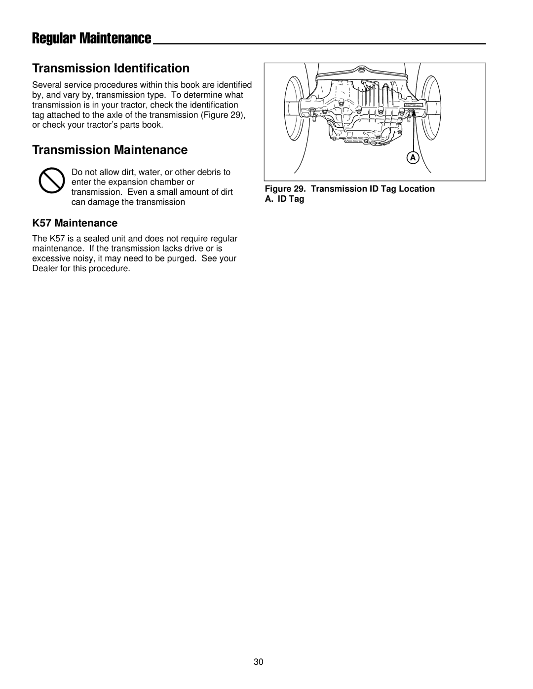 Simplicity 300 Series manual Transmission Identification, Transmission Maintenance, K57 Maintenance 