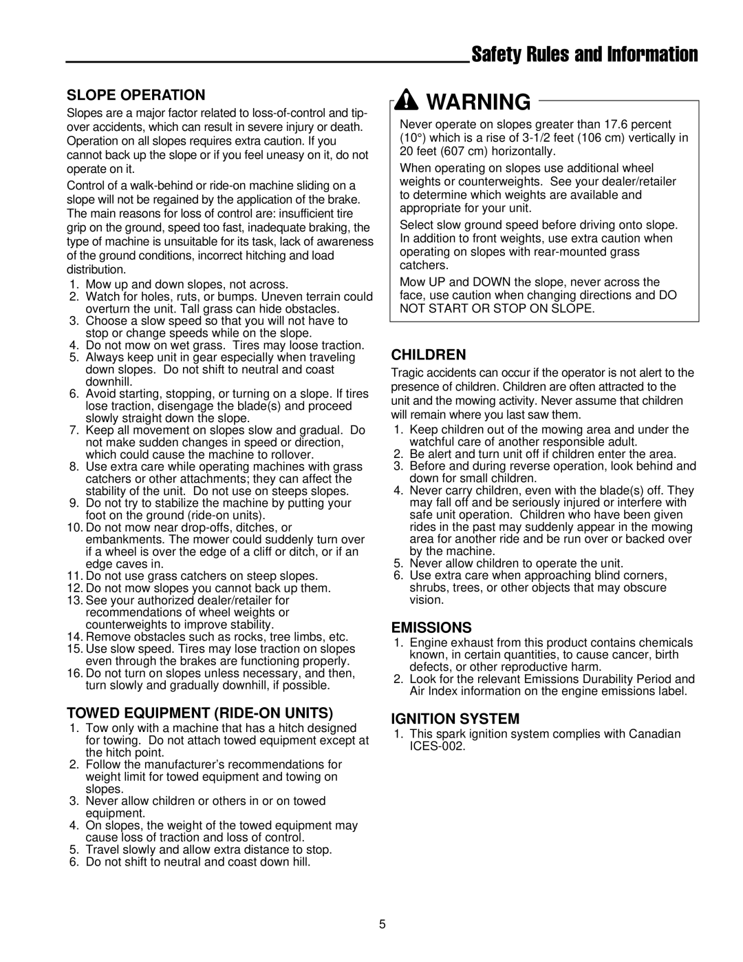 Simplicity 300 Series manual Ignition System 