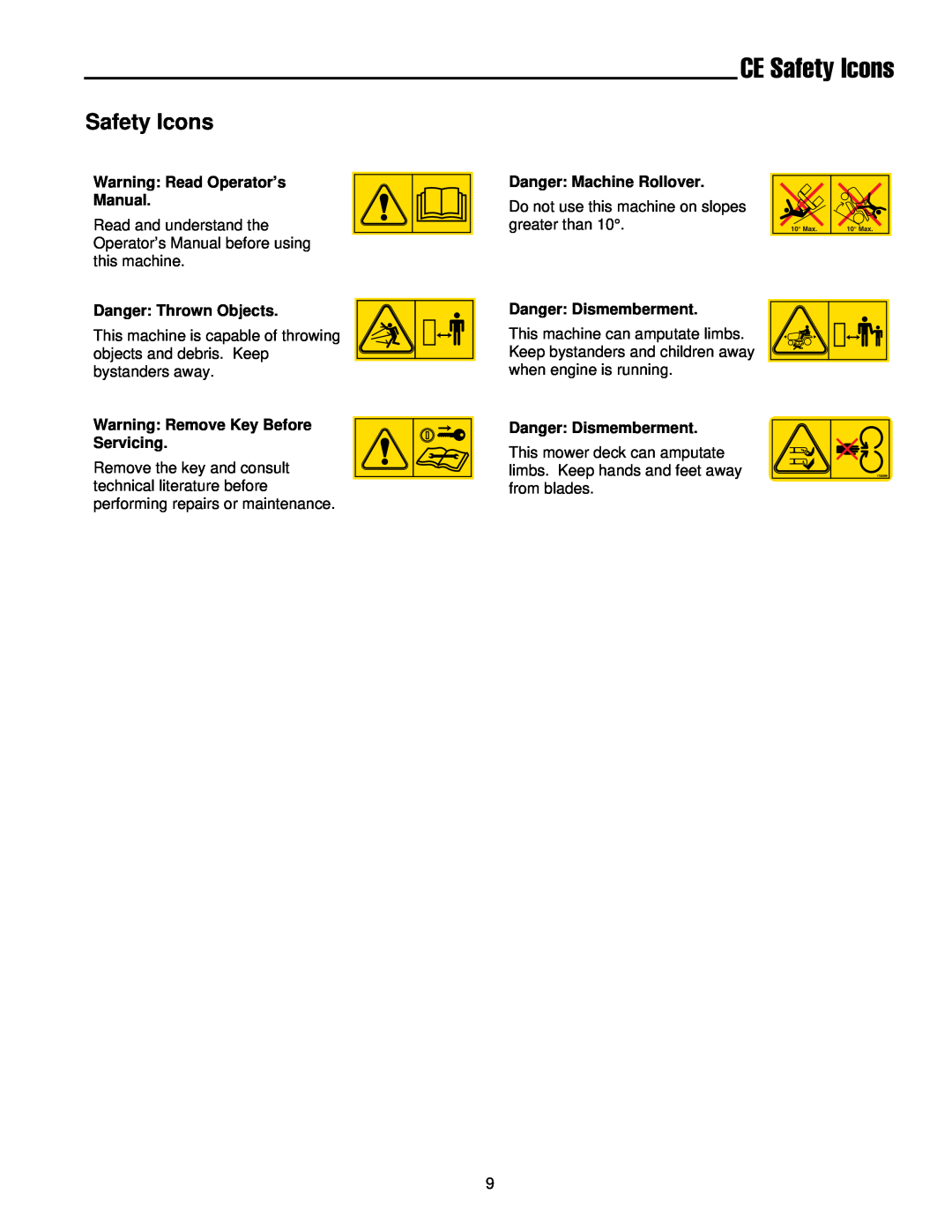 Simplicity 300 Series manual CE Safety Icons 