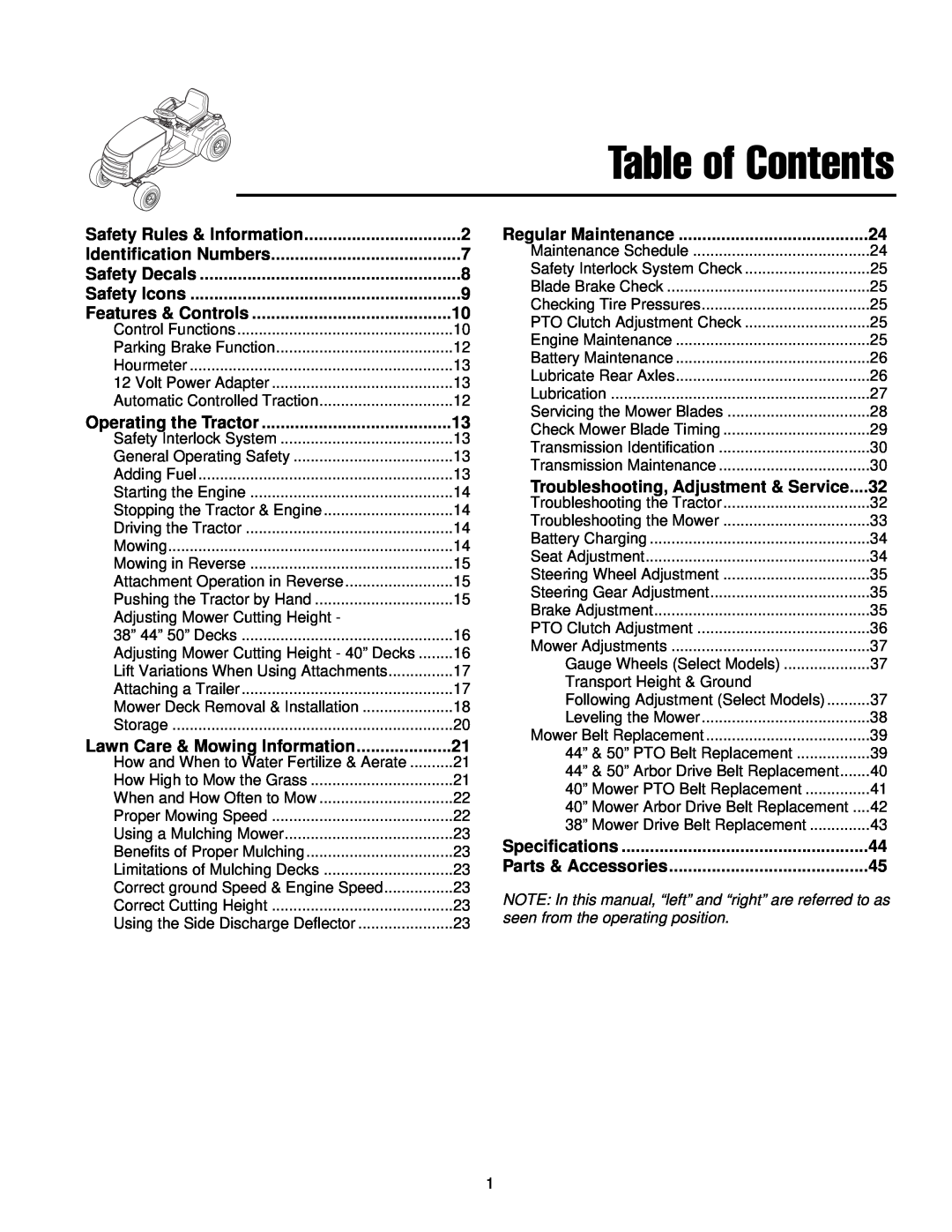 Simplicity 300 Series manual Table of Contents 