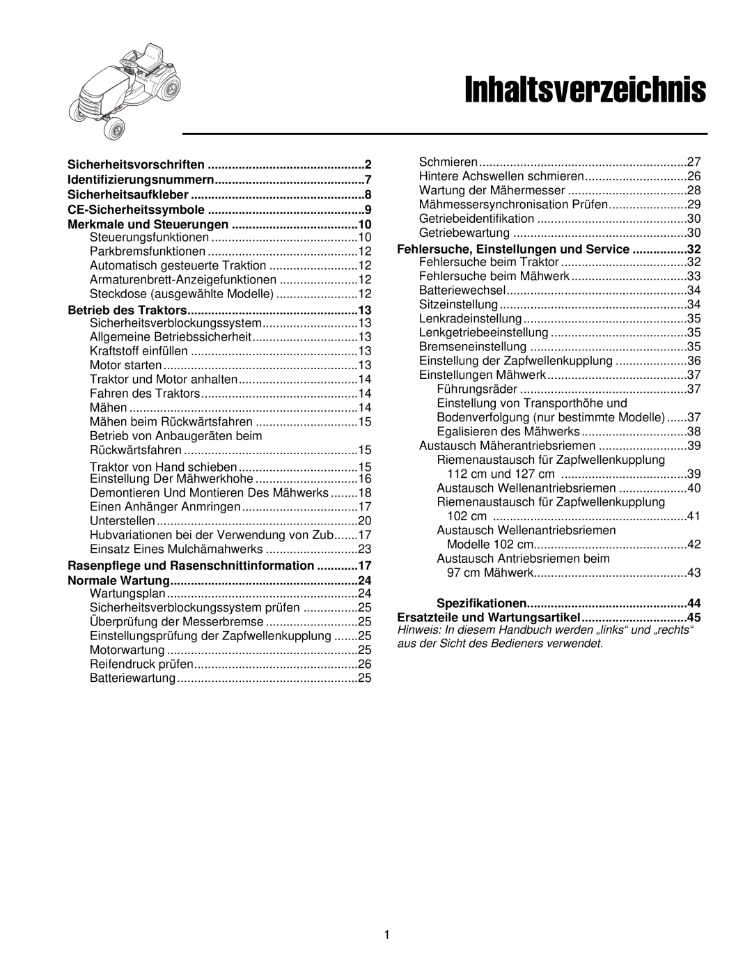 Simplicity 300 manual Inhaltsverzeichnis, Spezifikationen 