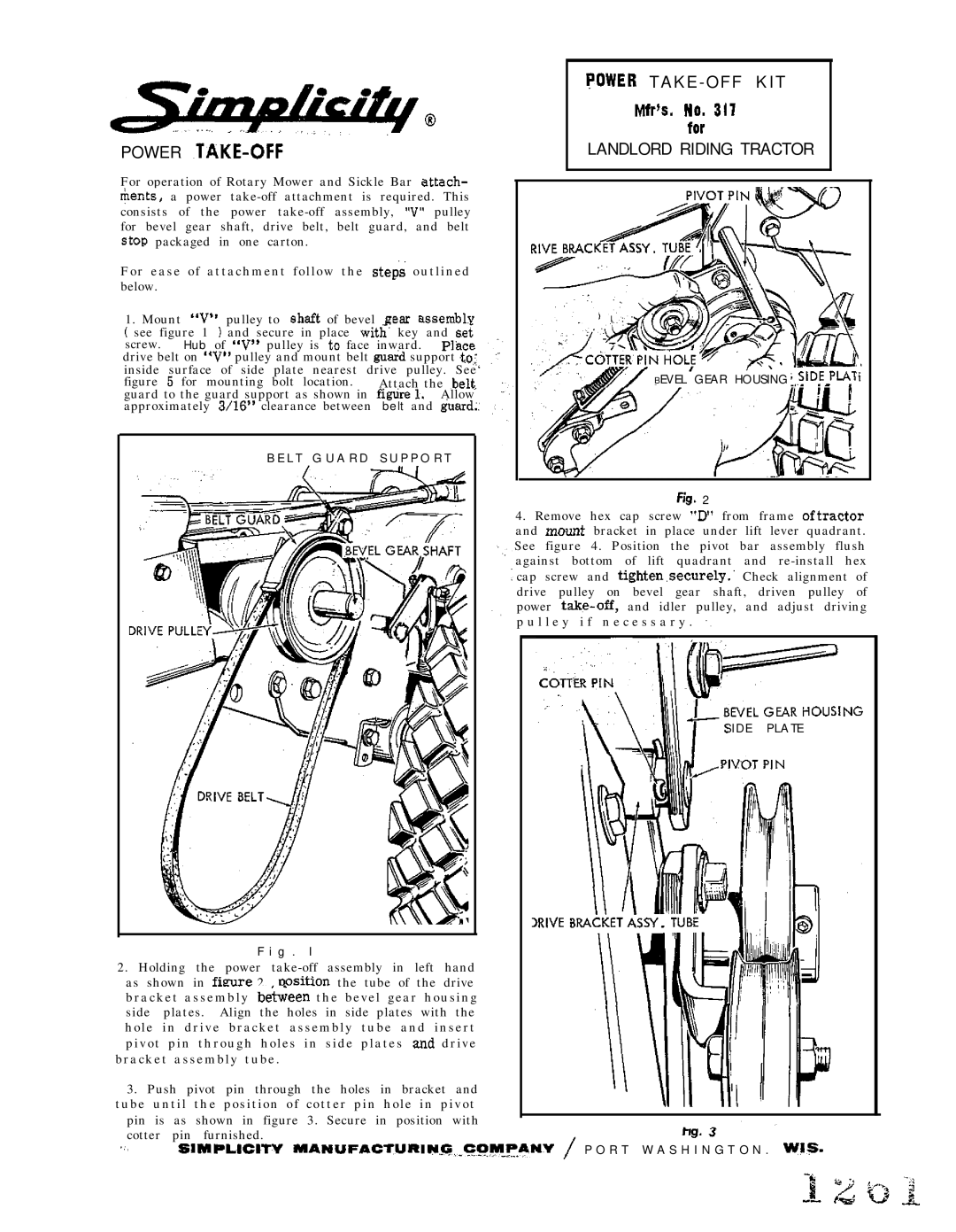 Simplicity 319 manual Power STAKE-OFF Power T a K E O F F K I T 