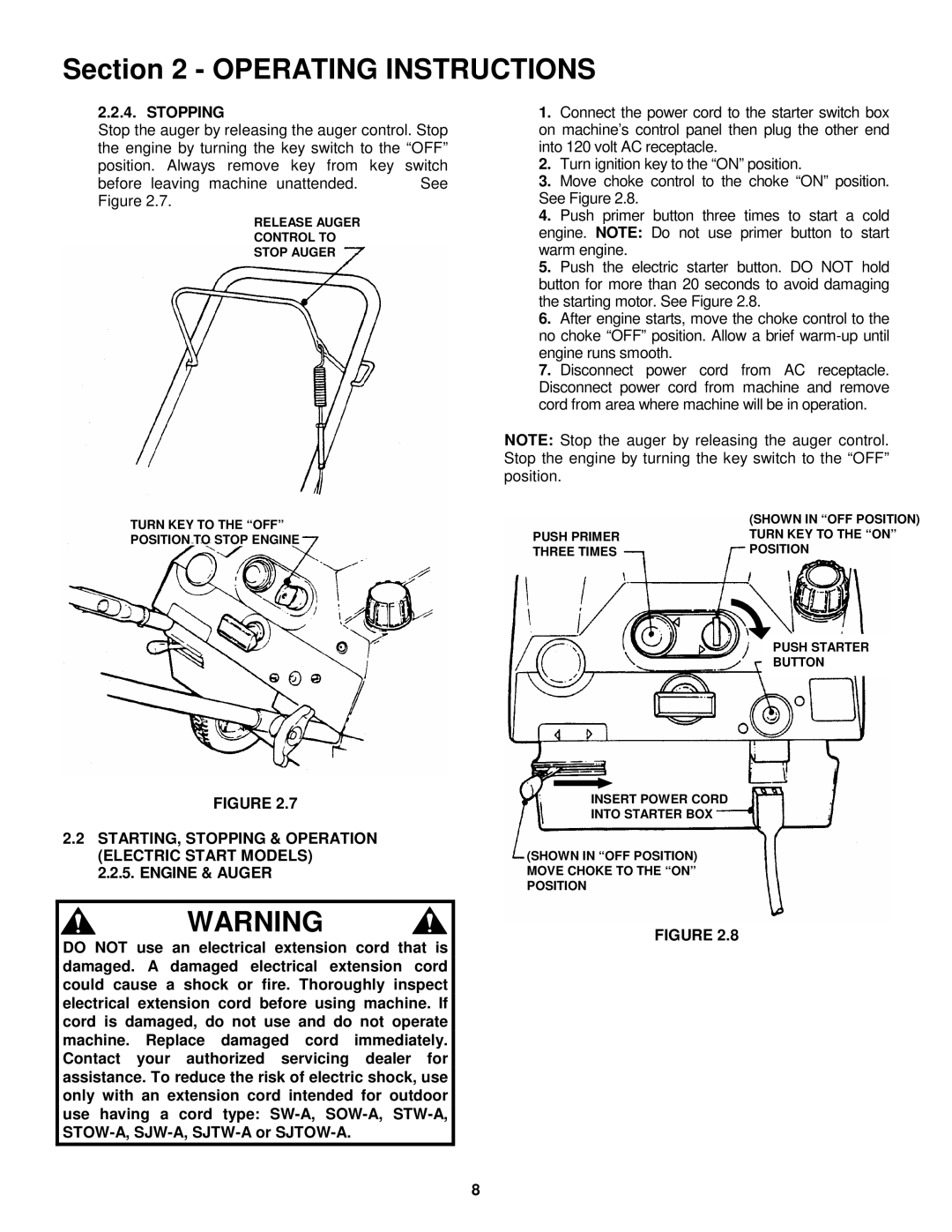 Simplicity 3190M, 3190E important safety instructions Stopping 