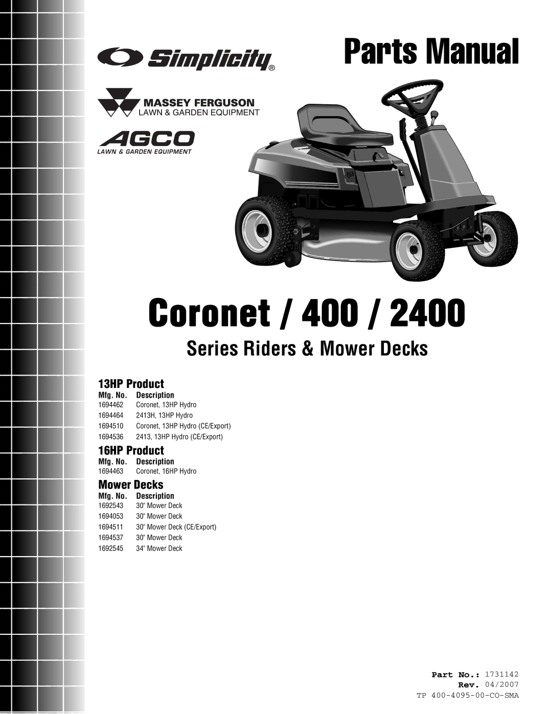 Simplicity 2400 Series manual Coronet / 400 