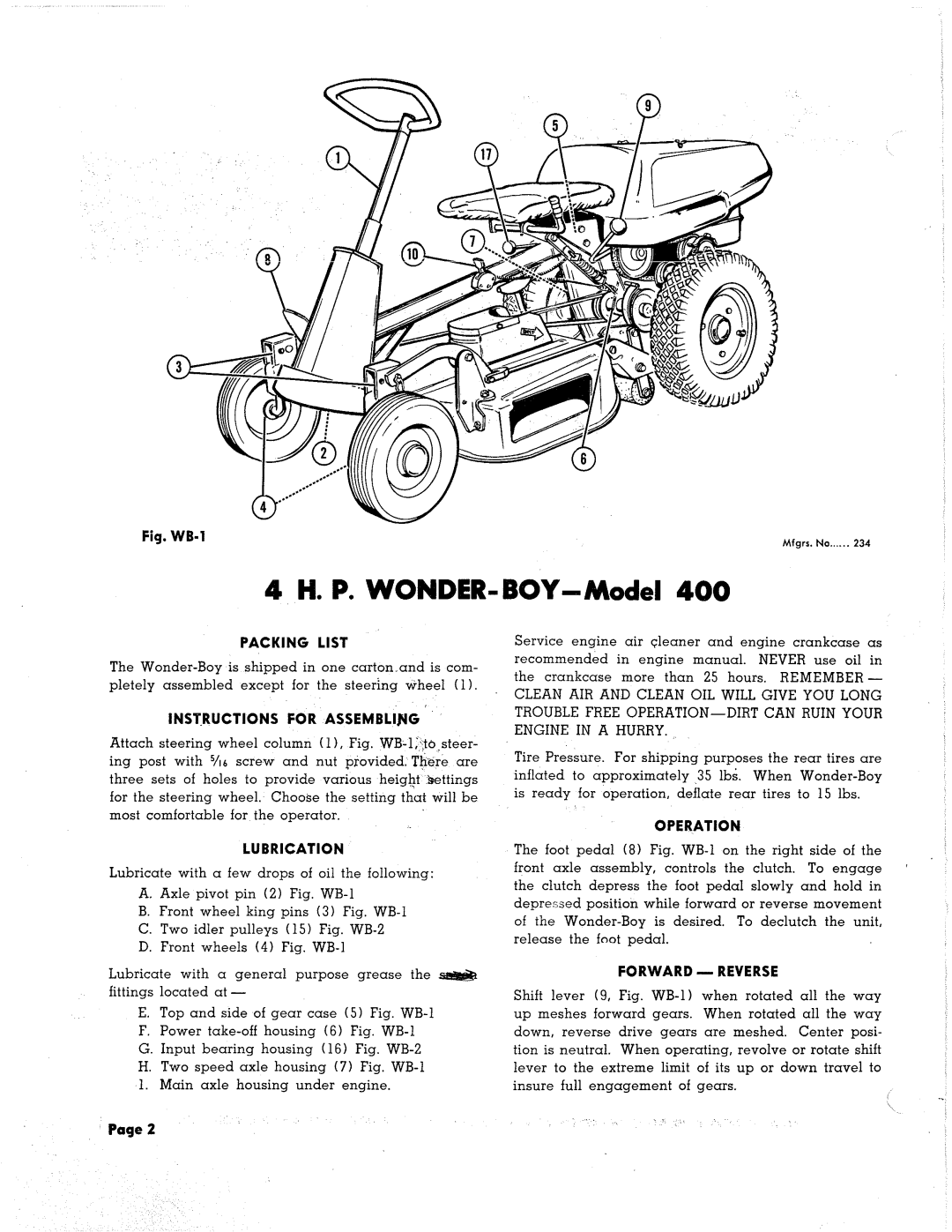 Simplicity 400 manual 