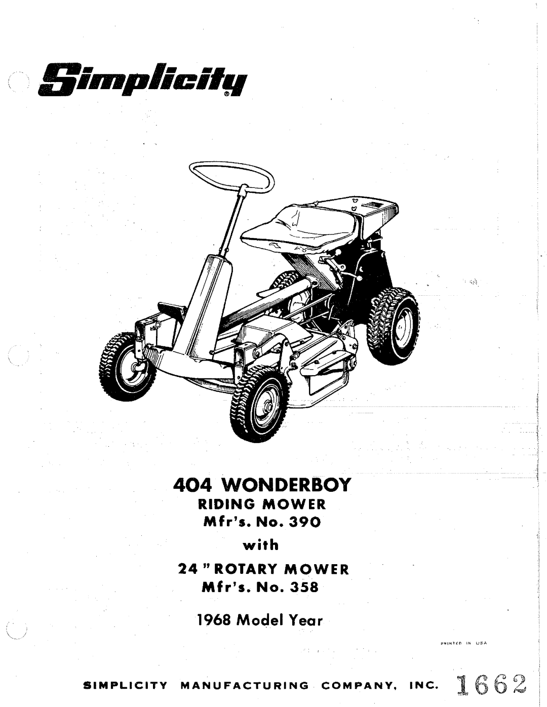 Simplicity 404 manual 