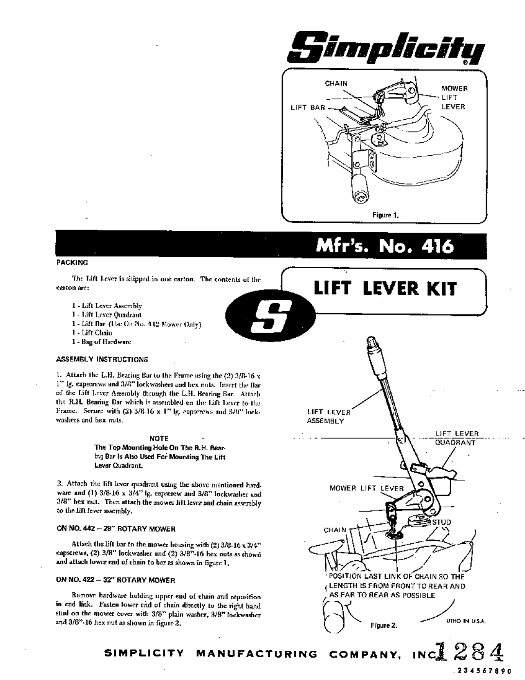 Simplicity 416 manual 