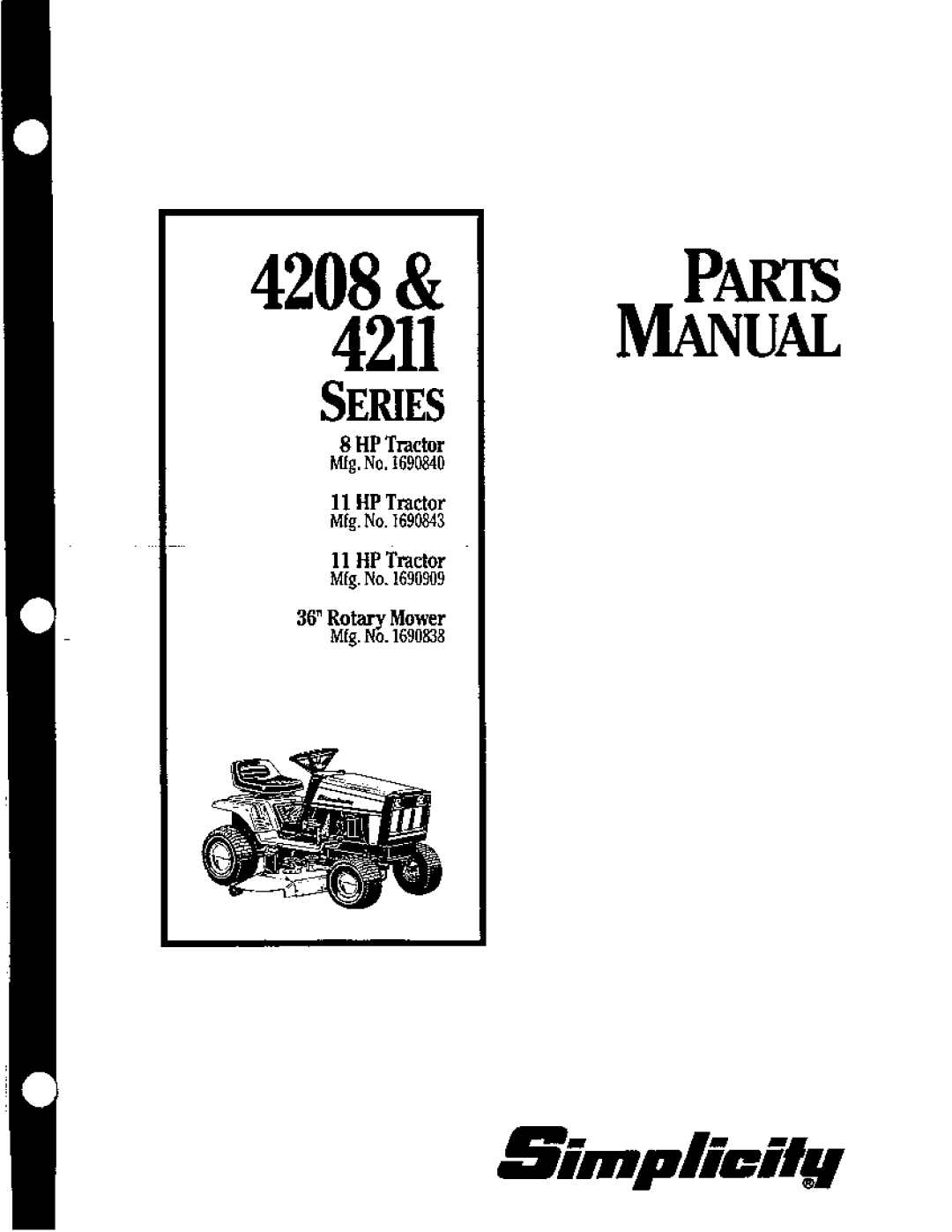 Simplicity 4211 Series, 4208 Series manual 