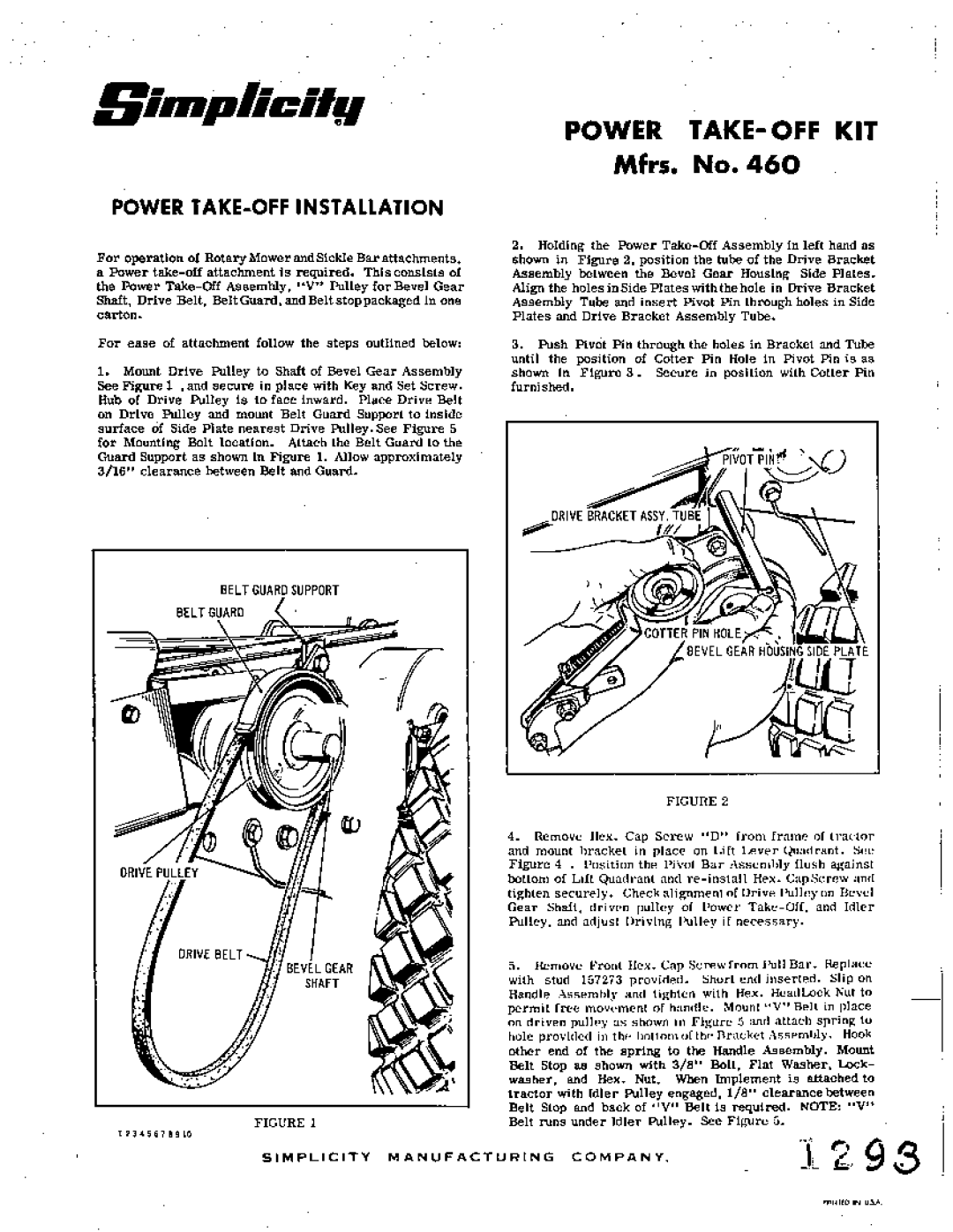 Simplicity 460 manual 