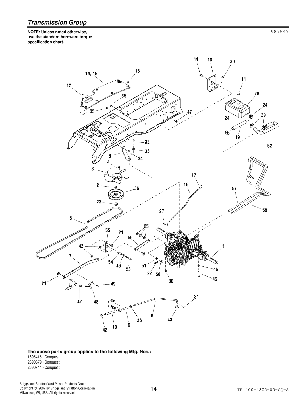 Simplicity 4WD Series manual Transmission Group, 987547 