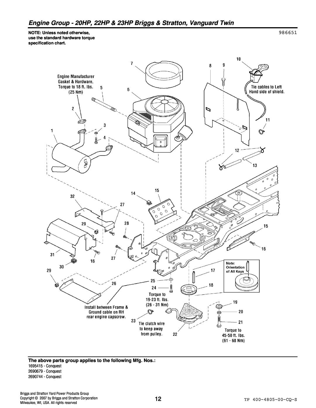 Simplicity 4WD Series manual 986651, NOTE: Unless noted otherwise, Briggs and Stratton Yard Power Products Group 