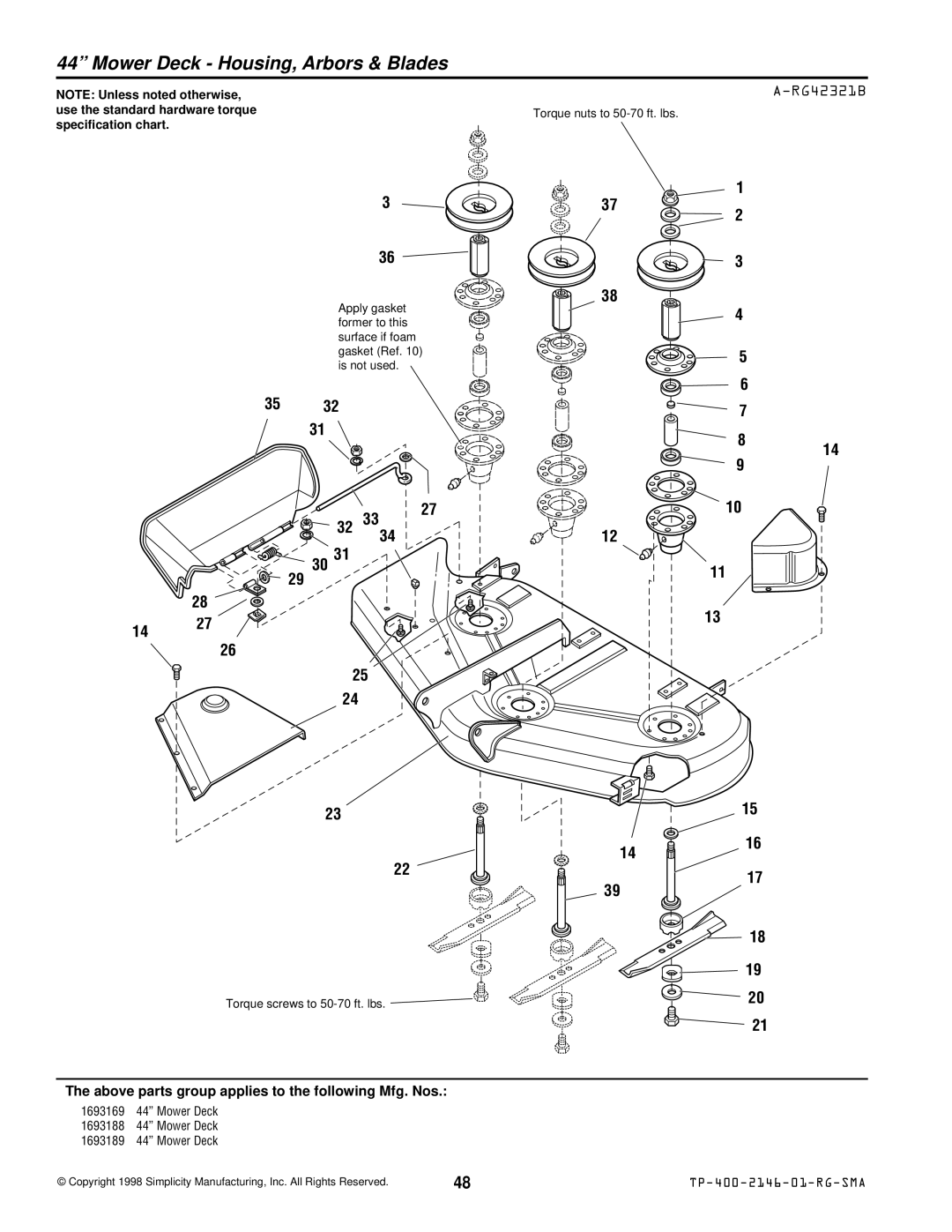 Simplicity 500 manual Da Db, RG42321B 