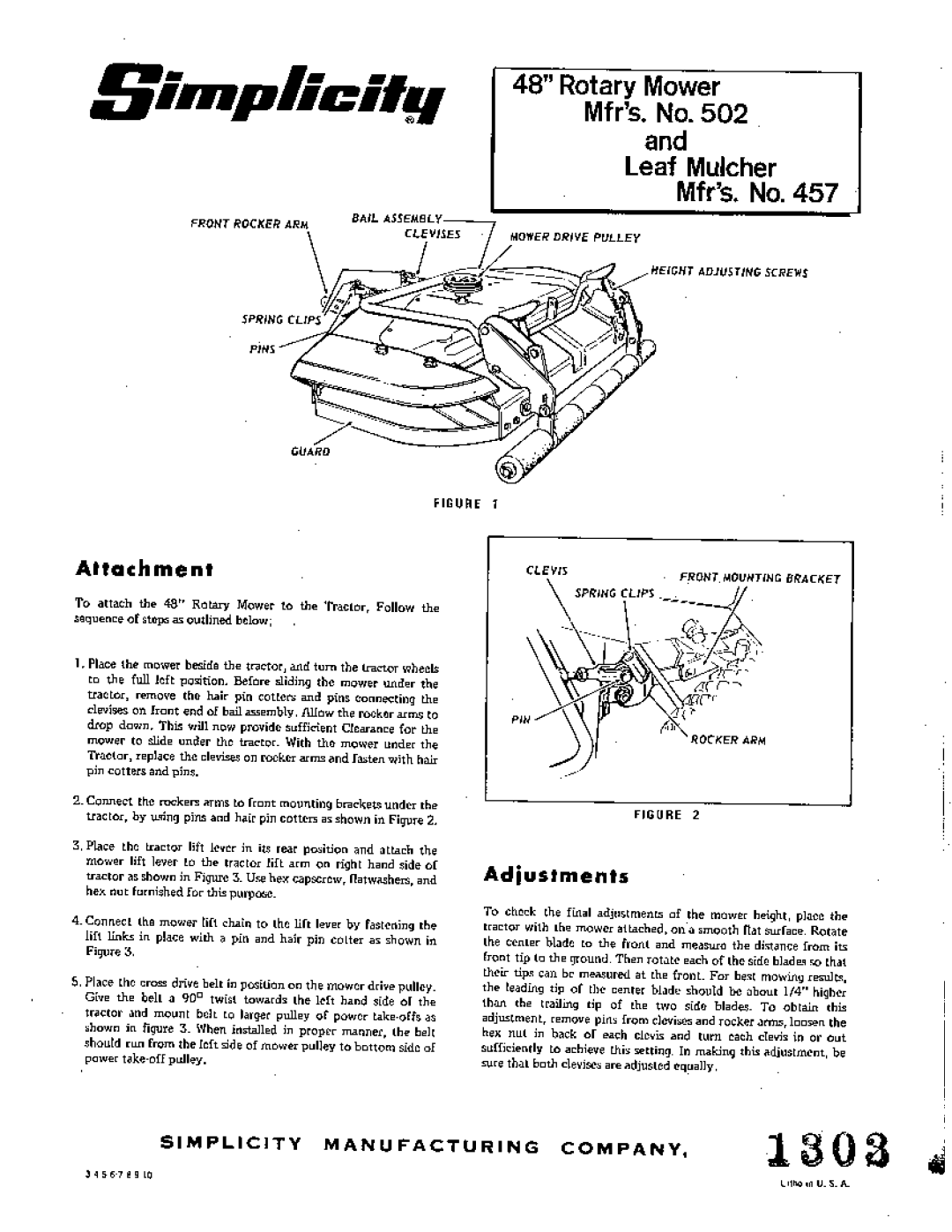 Simplicity 502 manual 