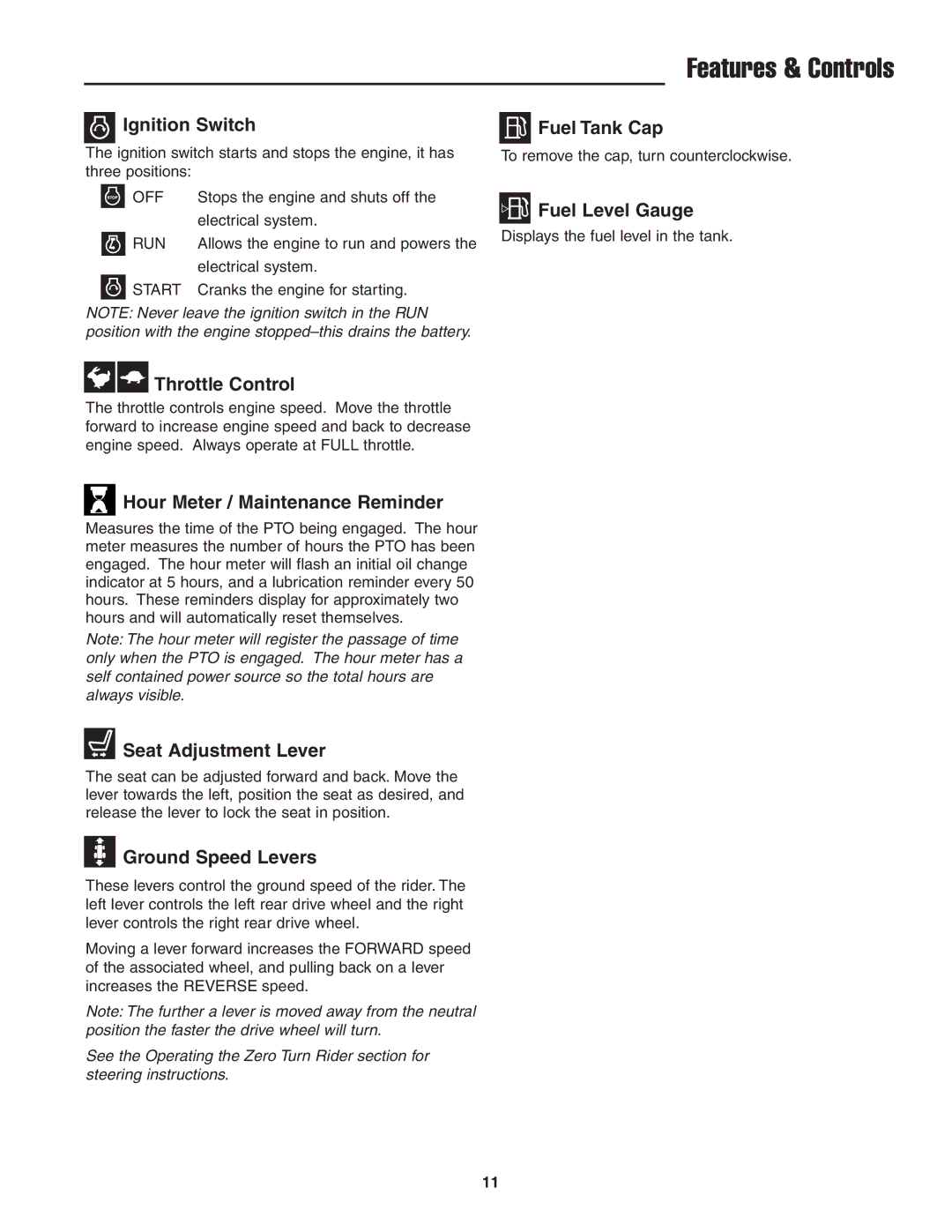 Simplicity CE Models, 5022285 instruction sheet Features & Controls 