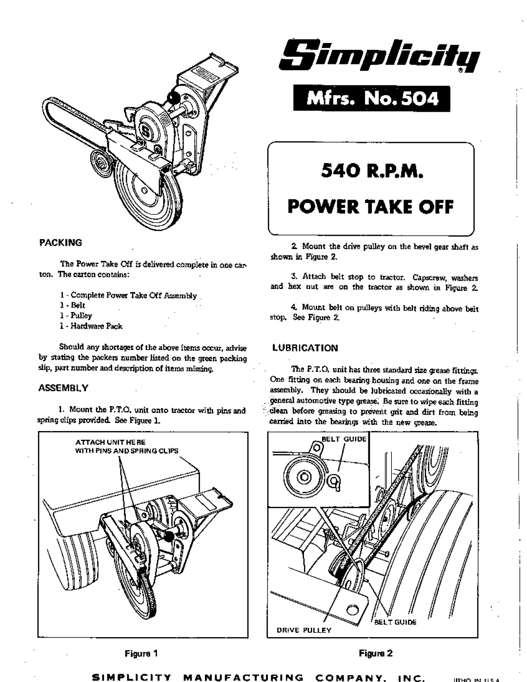 Simplicity 504 manual 