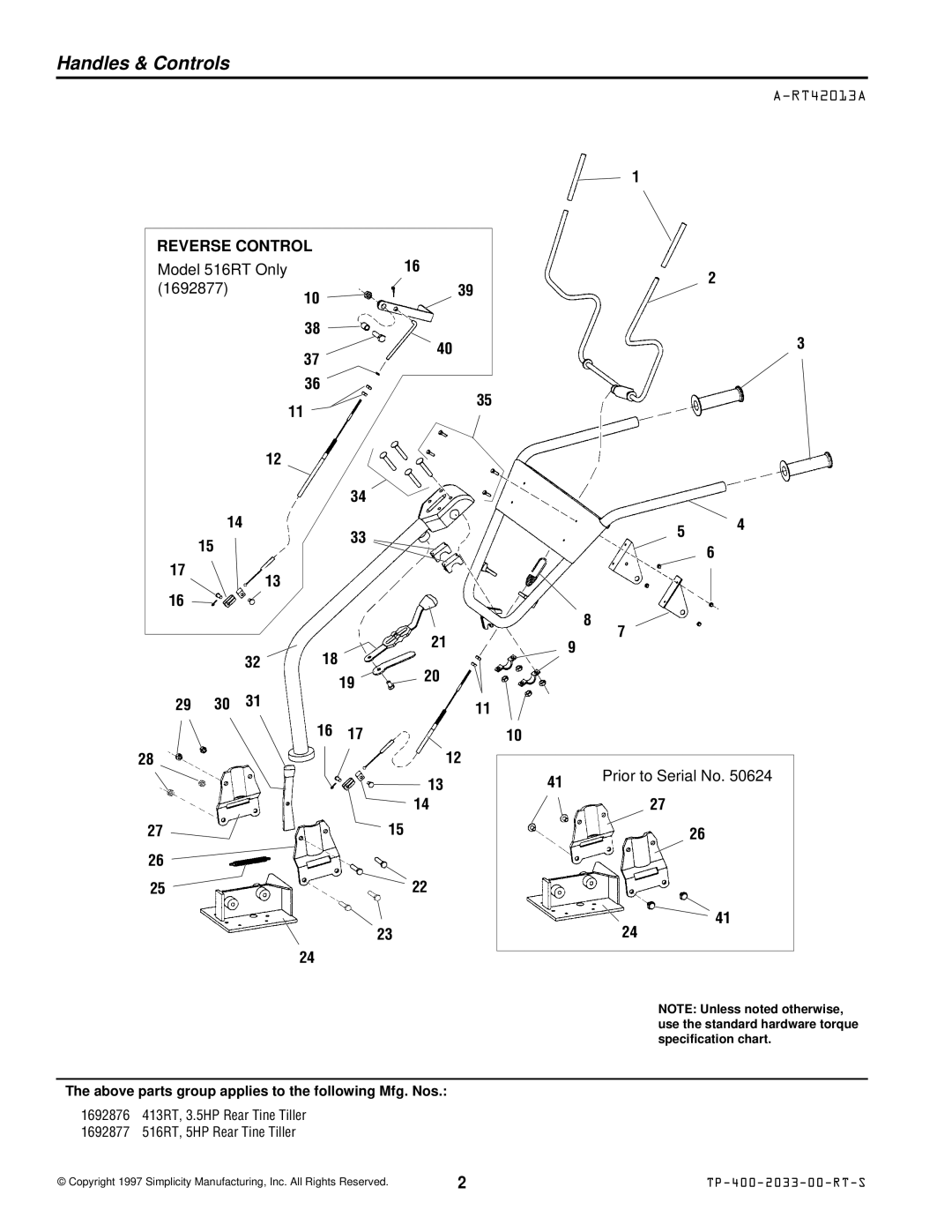Simplicity 516RT, 413RT manual Handles & Controls, Reverse Control 