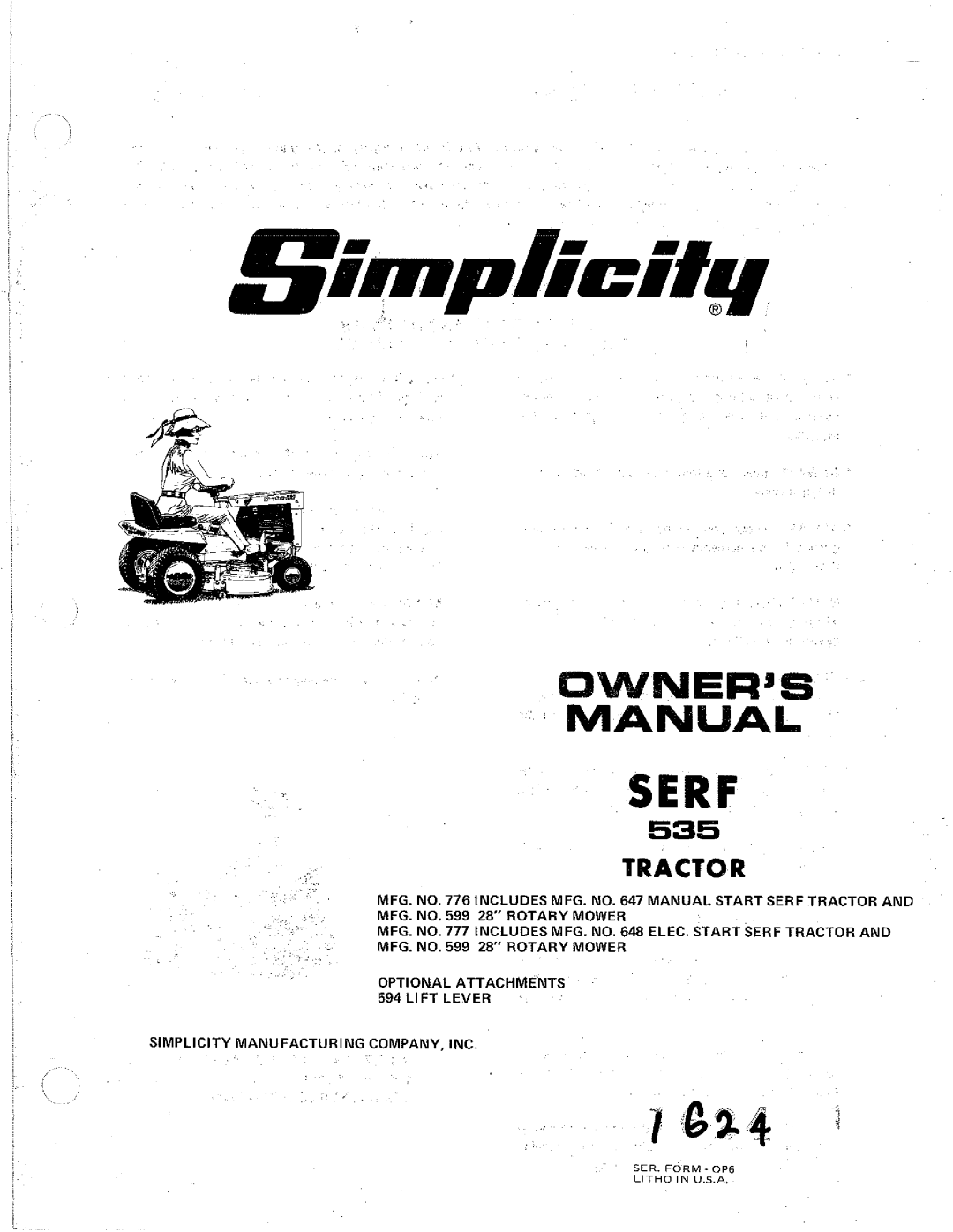 Simplicity 535 manual 