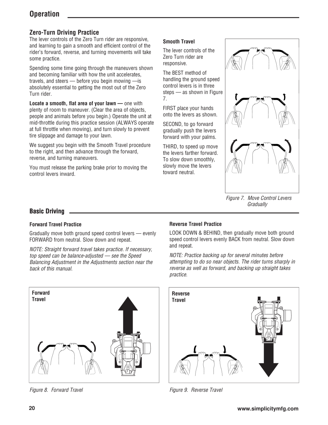 Simplicity 543777-0113-E1 Zero-Turn Driving Practice, Basic Driving, Operation, Smooth Travel, Forward Travel Practice 