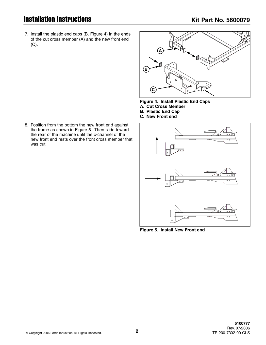 Simplicity 5100777, 5600079, 200-7302-00-CI-S installation instructions Installation Instructions 