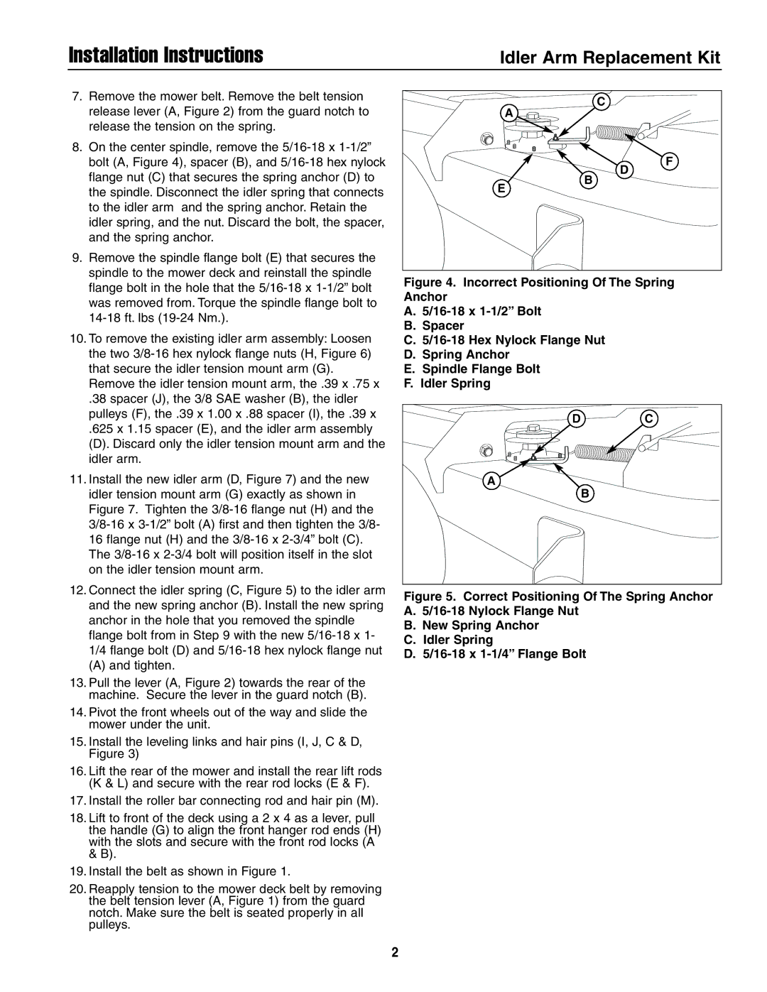 Simplicity TP 200 7309 00, 5600082, 5600081 installation instructions Installation Instructions, Idler Arm Replacement Kit 