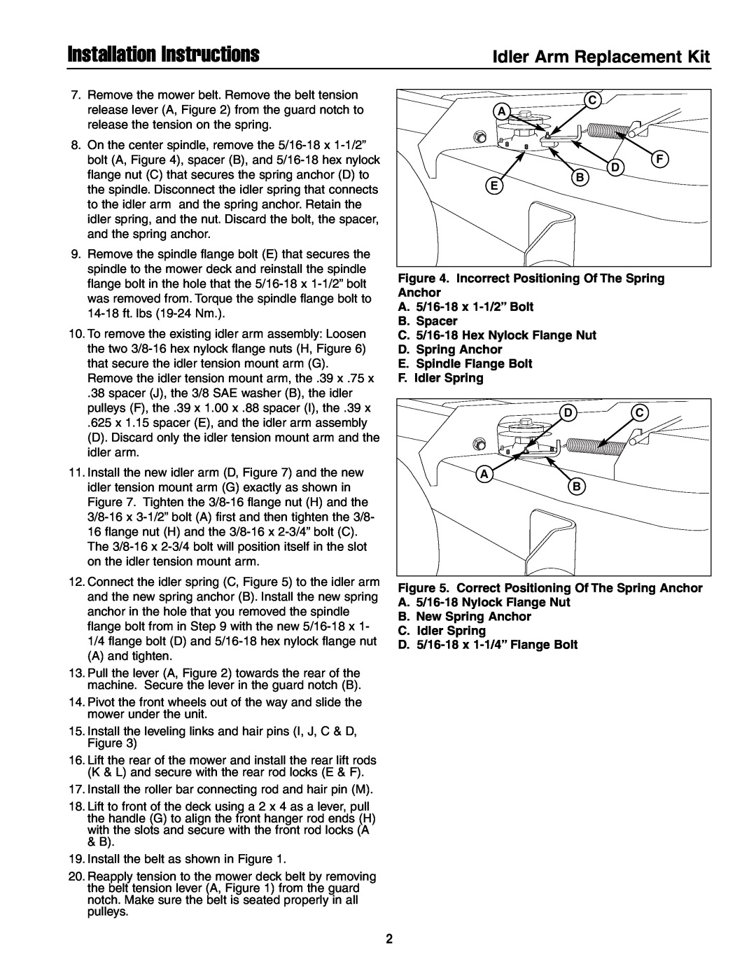 Simplicity TP 200 7309 00, 5600082, 5600081 installation instructions Installation Instructions, Idler Arm Replacement Kit 