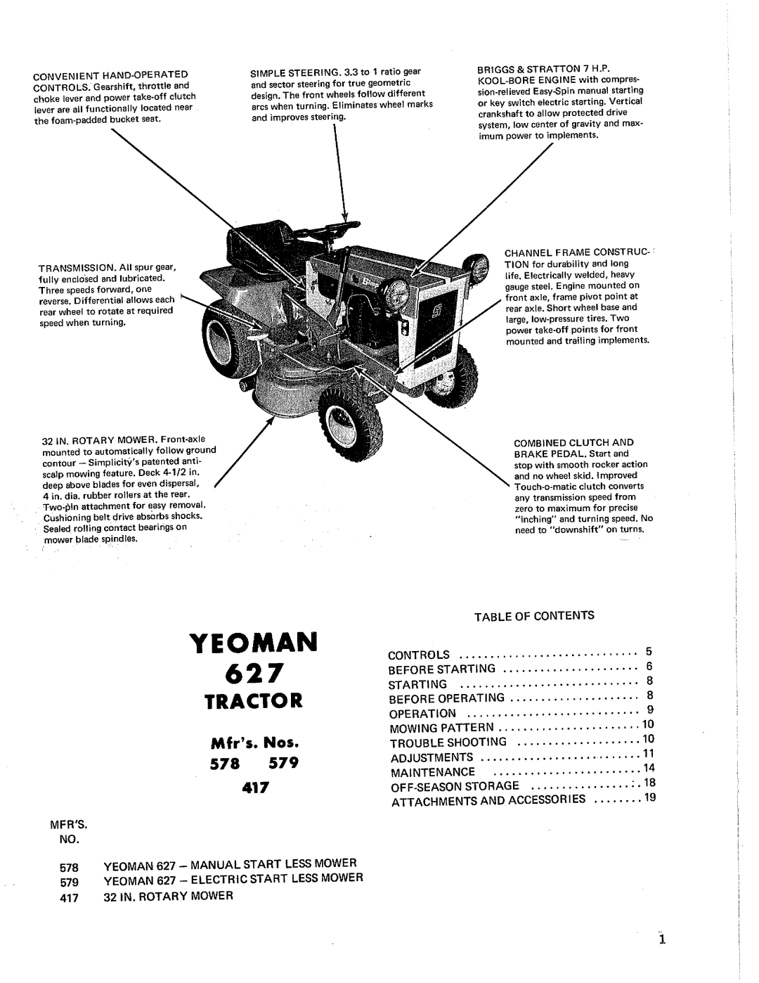 Simplicity 578, 579, 627 manual 