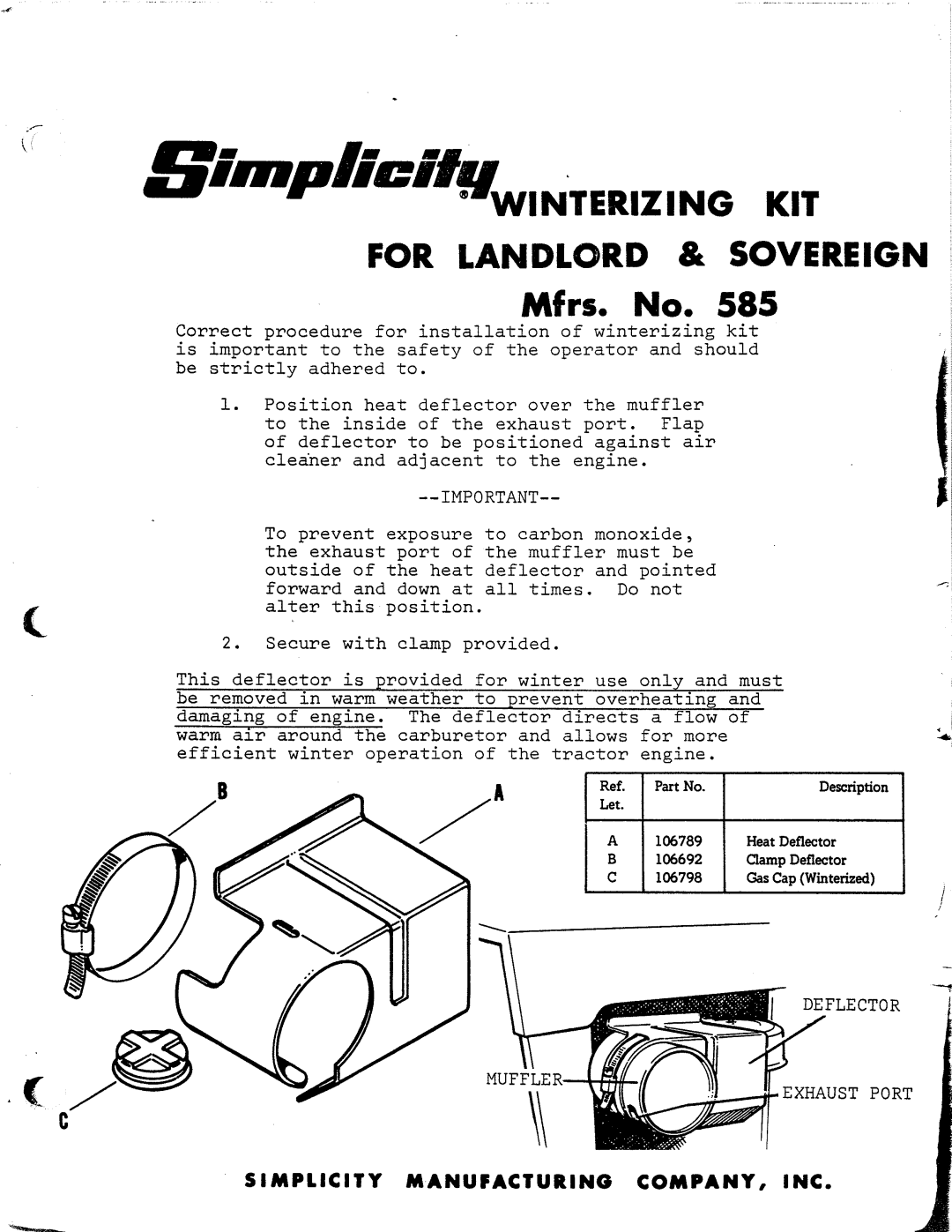 Simplicity 585 manual 