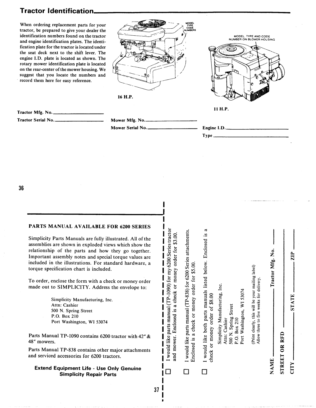 Simplicity 6216, 6211 manual 