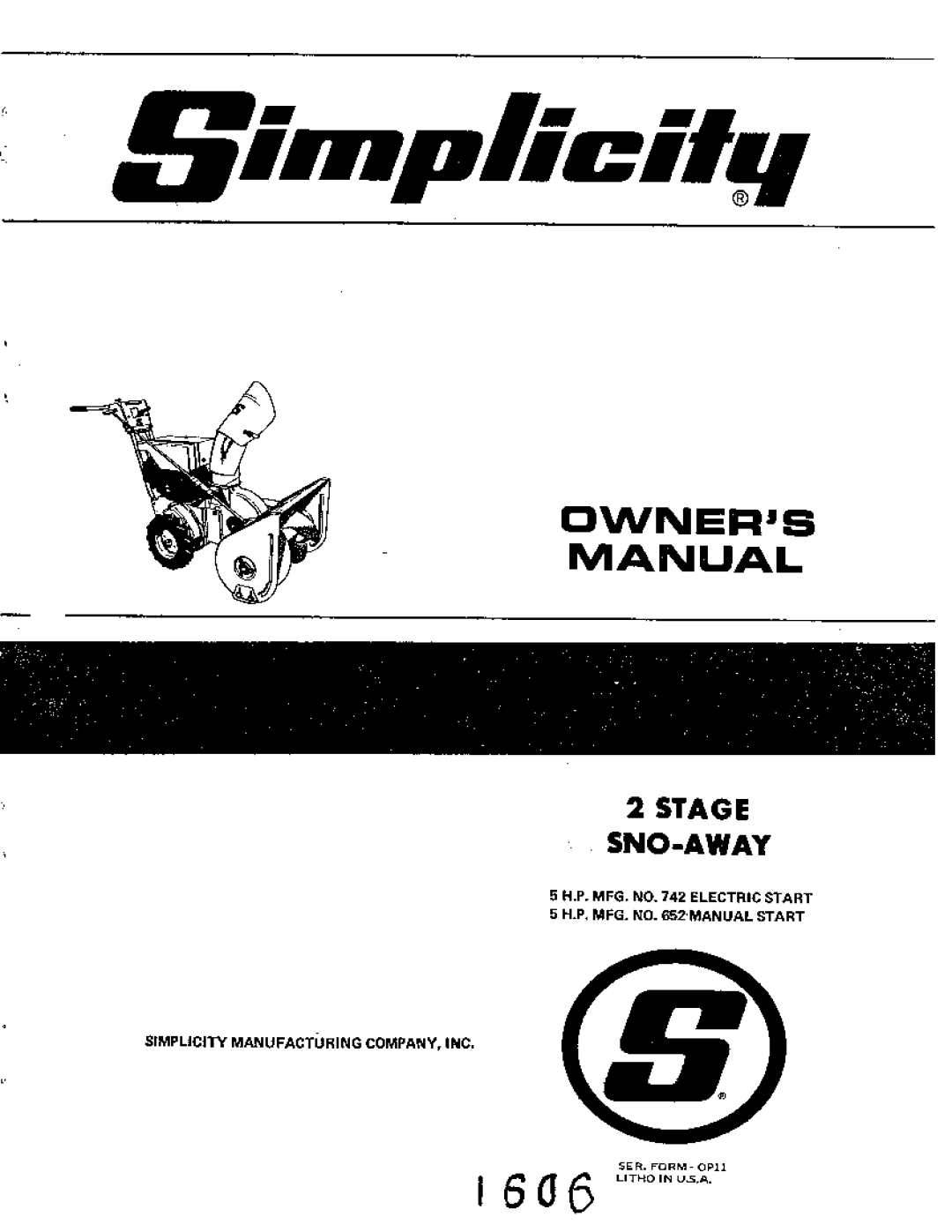 Simplicity 742, 652 manual 