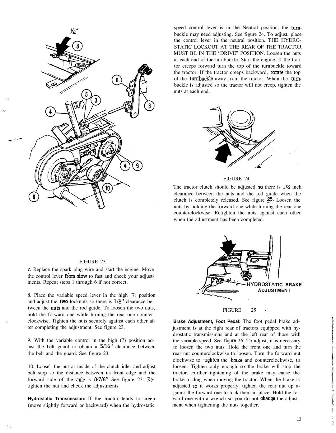 Simplicity 653, 654 manual TIC Brake Adjustment 