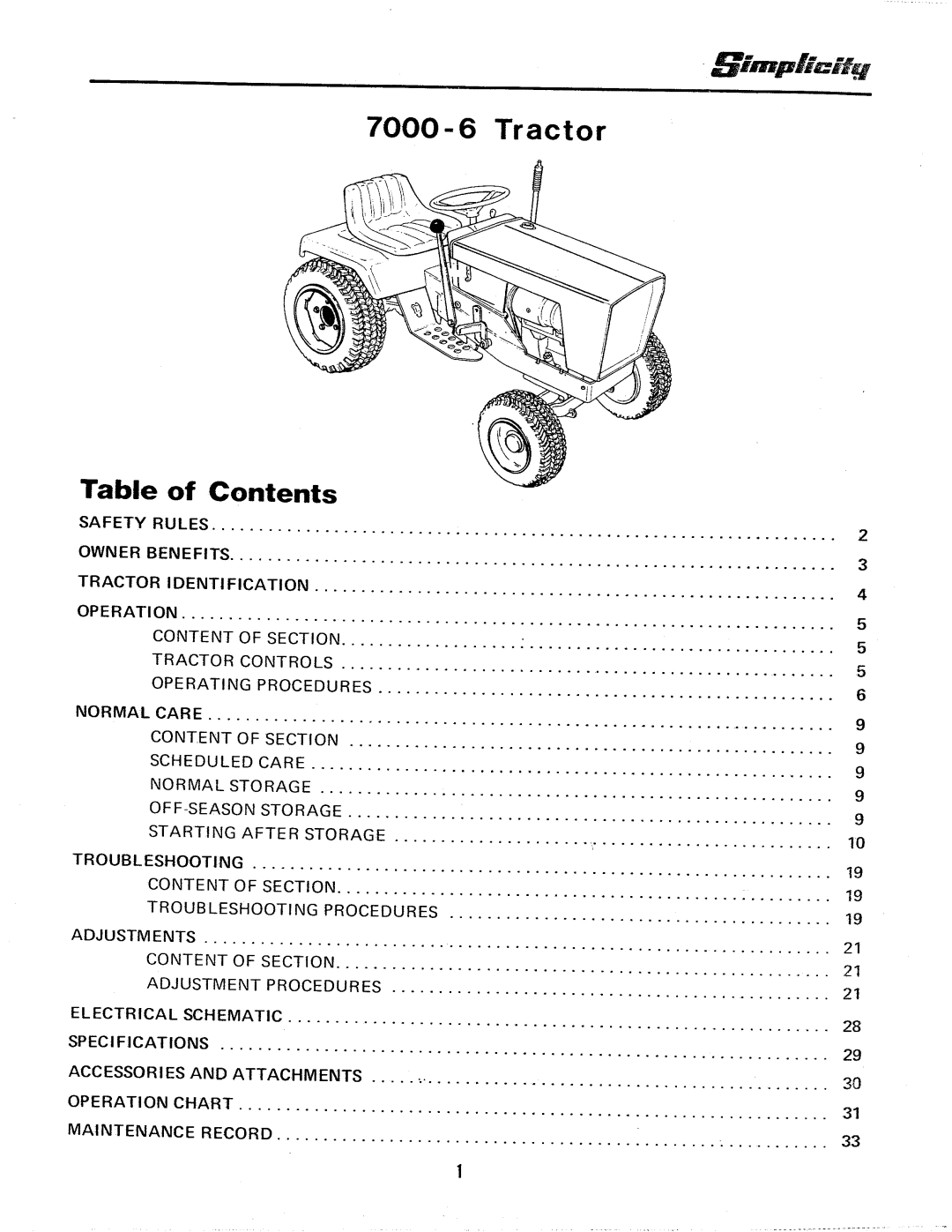 Simplicity 7000-6 Speed Series manual 