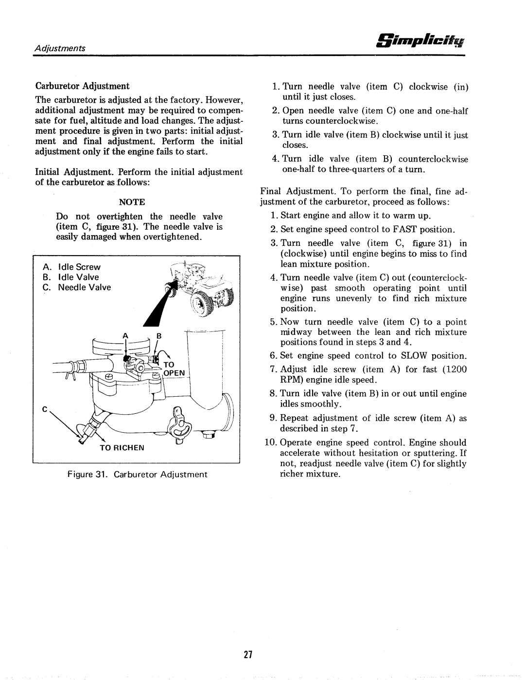 Simplicity 7000-6 Speed Series manual 