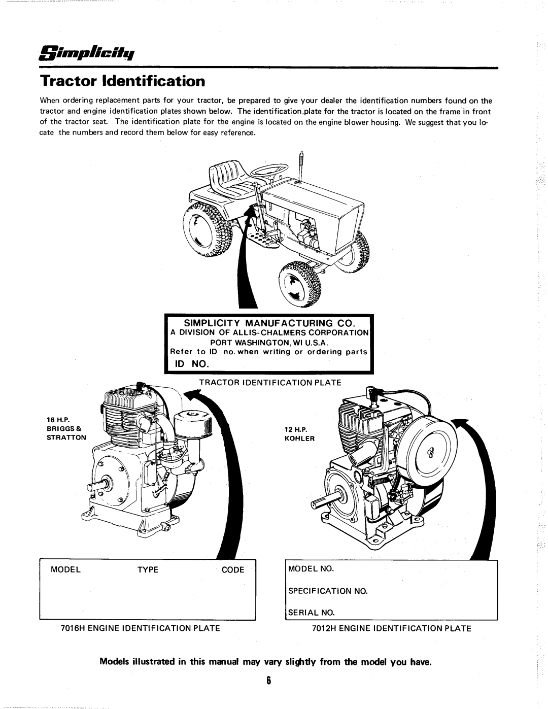 Simplicity 7012H manual 