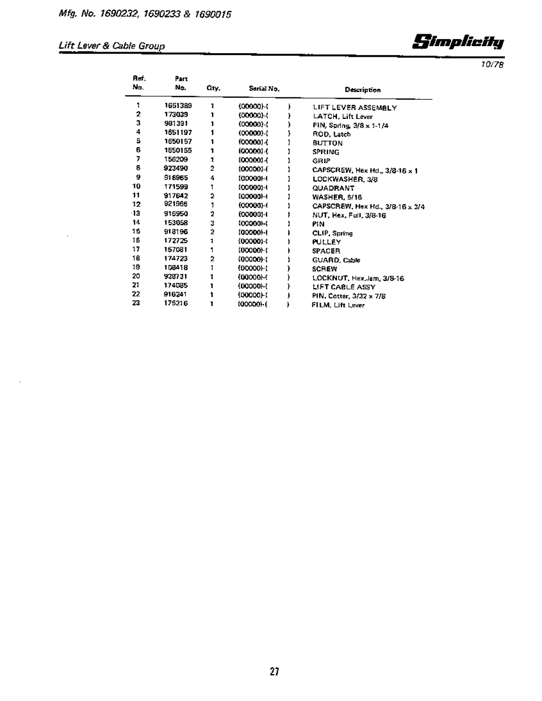 Simplicity 7013 S manual 