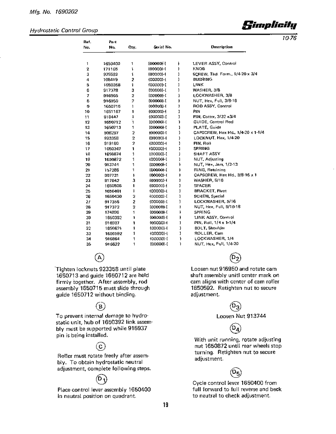 Simplicity 7016 H manual 