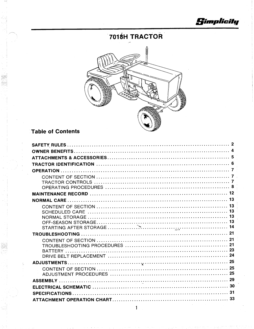 Simplicity 7018H manual 