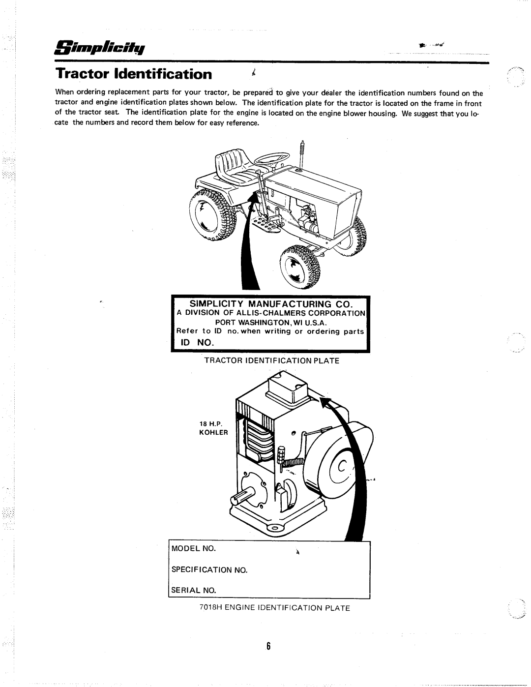 Simplicity 7018H manual 