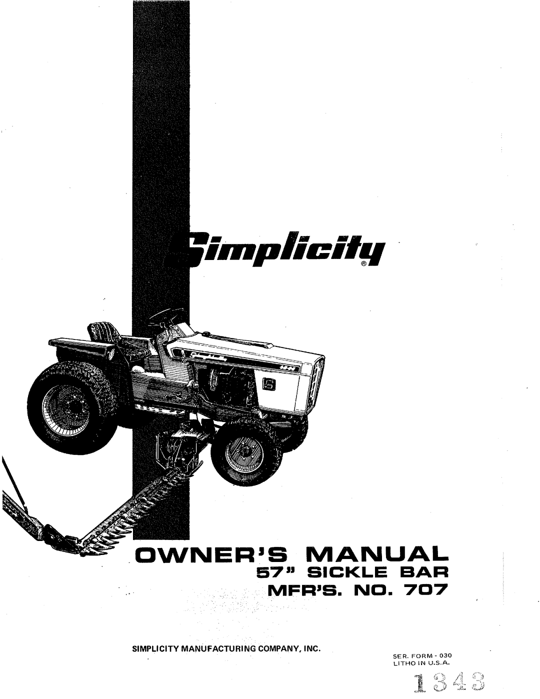 Simplicity 707 manual 