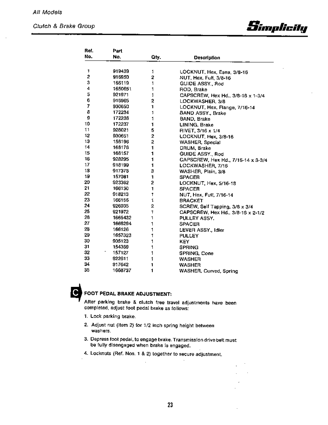 Simplicity 7100 Hydrostatic Series manual 