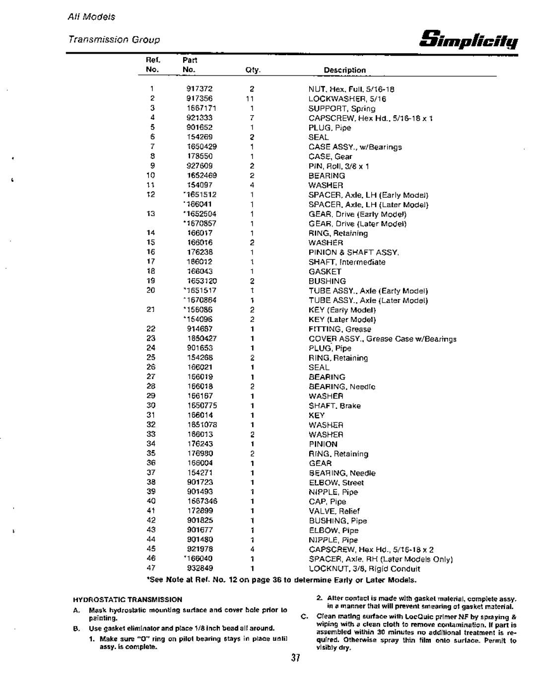 Simplicity 7100 Hydrostatic Series manual 